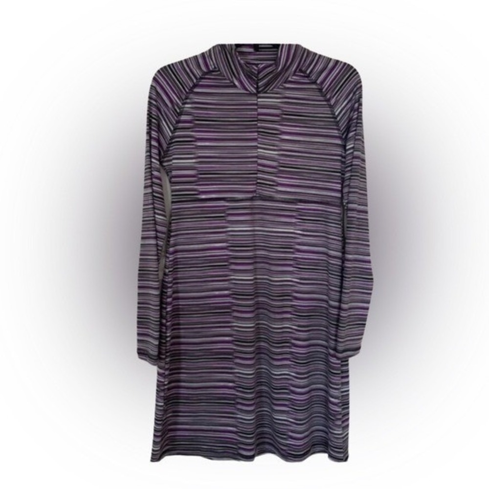 SoyBu Women's Dress Small NWT Active Striped Long‎ Sleeve Purple Gray